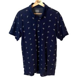 Peter Werth London Biker Bicycle Print Navy Blue Polo Business Casual Large
